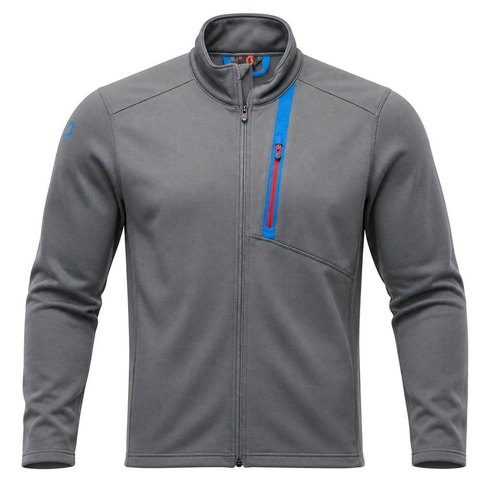 Scott Mens Gray Full Zip Grid Fleece Jacket Mock Neck‎ Active Mid Layer Size M